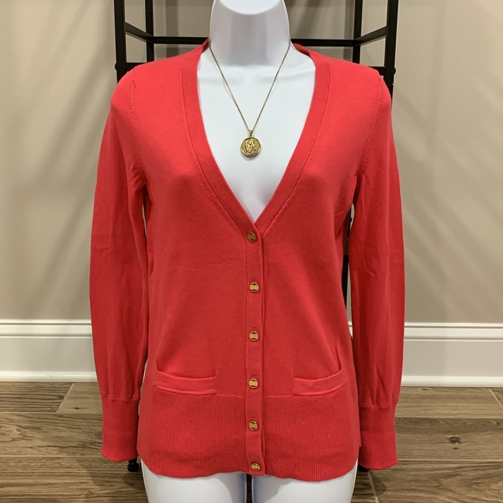 BANANA REPUBLIC Pink V-neck Cardigan with Gold Buttons XS